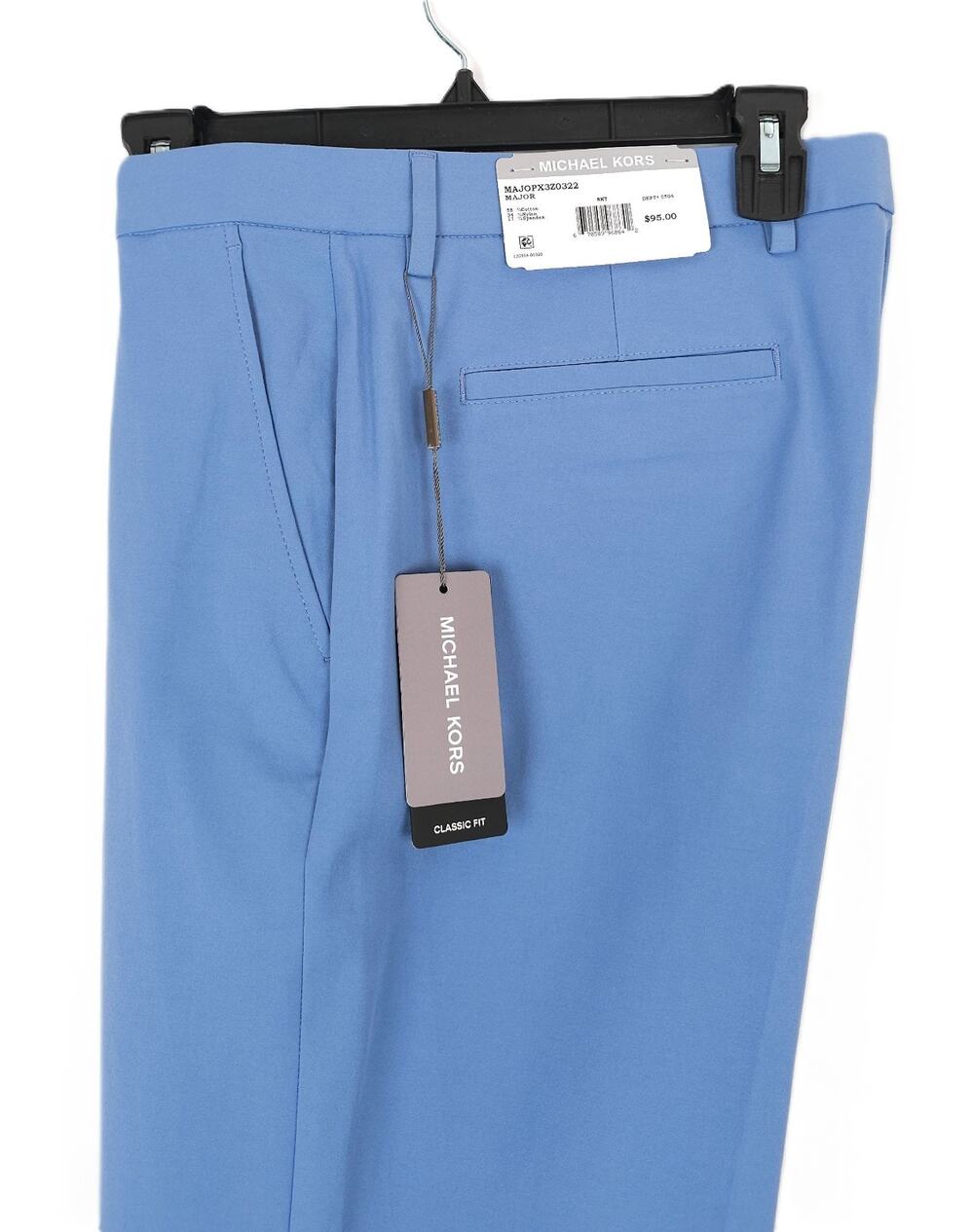 Michael Kors Mens Classic Fit Dress Pants 42x30 Sky Blue Solid Stretch Cotton